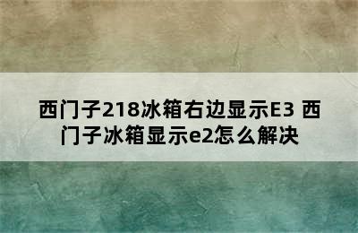 西门子218冰箱右边显示E3 西门子冰箱显示e2怎么解决